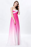 Elegant Ombre Light Plum Spaghetti Straps Sweetheart A-Line Chiffon Prom Dresses