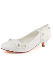 Lace White Lower Heel Evening Shoes Wedding Shoes