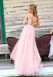 Pink Prom Dress Simple Lace backless prom dresses long evening Formal Gown