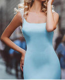 Elegant Amazing Beading Satin Scoop Mermaid Blue Backless Sleeveless Long Prom Dresses