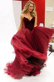 Princess V-Neck Organza Sleeveless Open Back Ruffles Burgundy Prom Dresses