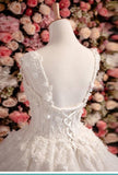 Sweetheart Ball Gown Sleeveless White Tulle Beads Appliques Sweep Train Wedding