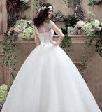 Ball Gown Tulle Sweetheart Open Back Lace up Lace Appliques Sequins Ivory Wedding Dress